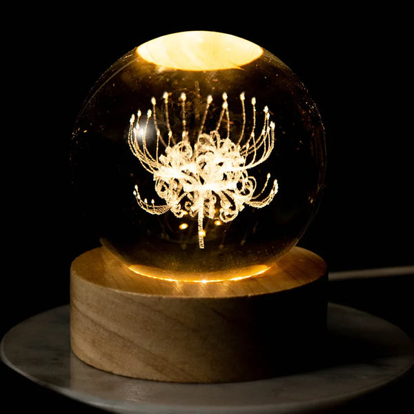 3D Laser Engraved Crystal Ball Night Lamp Ball Decoration USB Led Night Lights Desktop