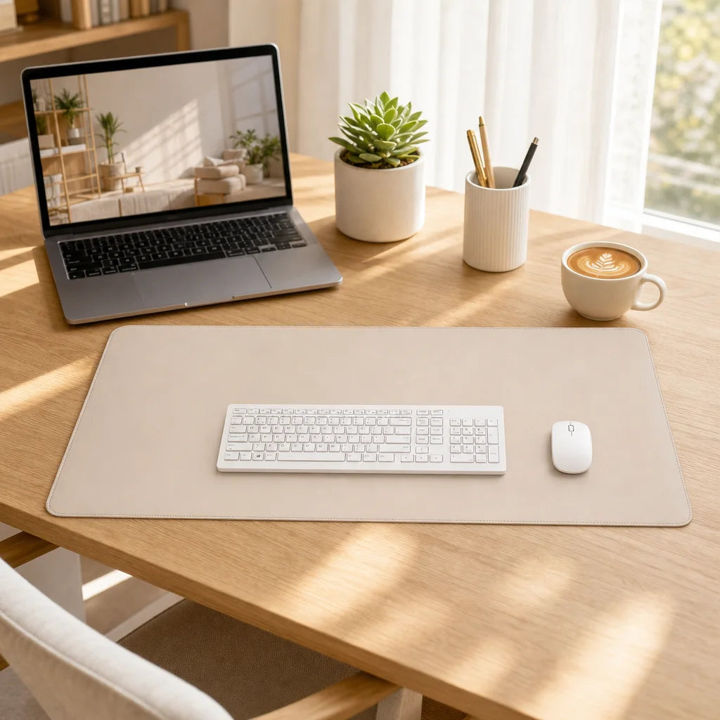 Leather Desk Mat Heat Resistant Mouse Pad Custom Printed Rectangular Office Table Pad