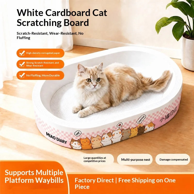 Cat Scratching Board Corrugated Cardboard Cat Scratcher Pad Oval Cat Bed Lounger No