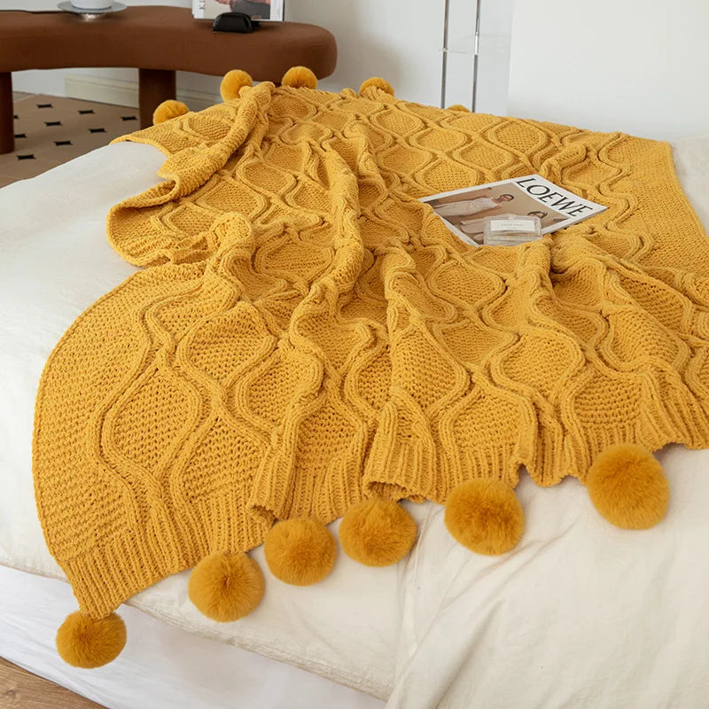 Chenille Chunky Knit Blanket for Winter Tv Sofa Nap Woven Throw Christmas Decoration