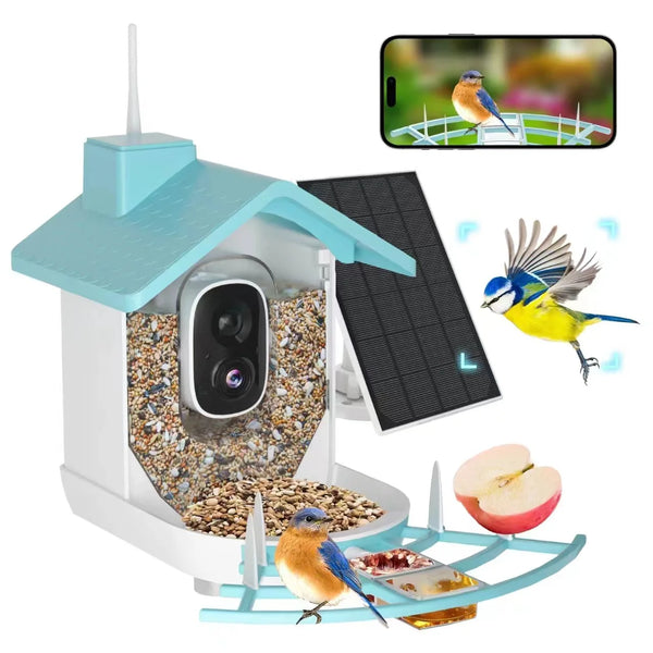 A Solar Powered 4K High Resolution AI Camera Wild Bird Feeder Smart Window Bird Feeder
