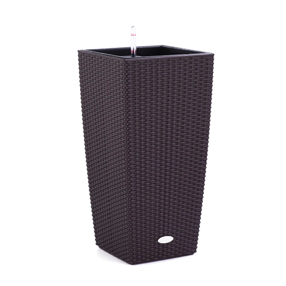 Tall Square Cylinder Self-Watering Eco-Friendly Plastic Planter Flower Pot for Home