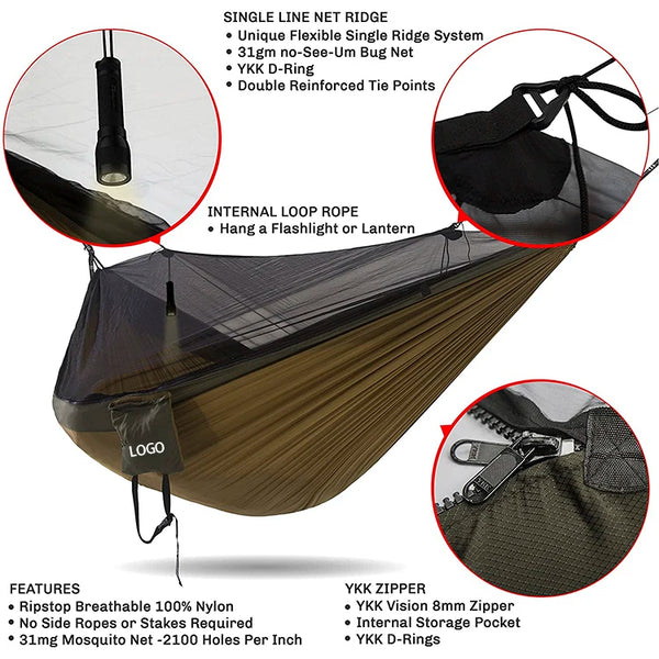 Outdoor Portable Parachute Nylon Camping Hammok/Hamock/Hamak/Hammock with Tree Strap