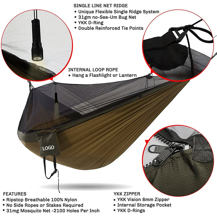 Outdoor Portable Parachute Nylon Camping Hammok/Hamock/Hamak/Hammock with Tree Strap