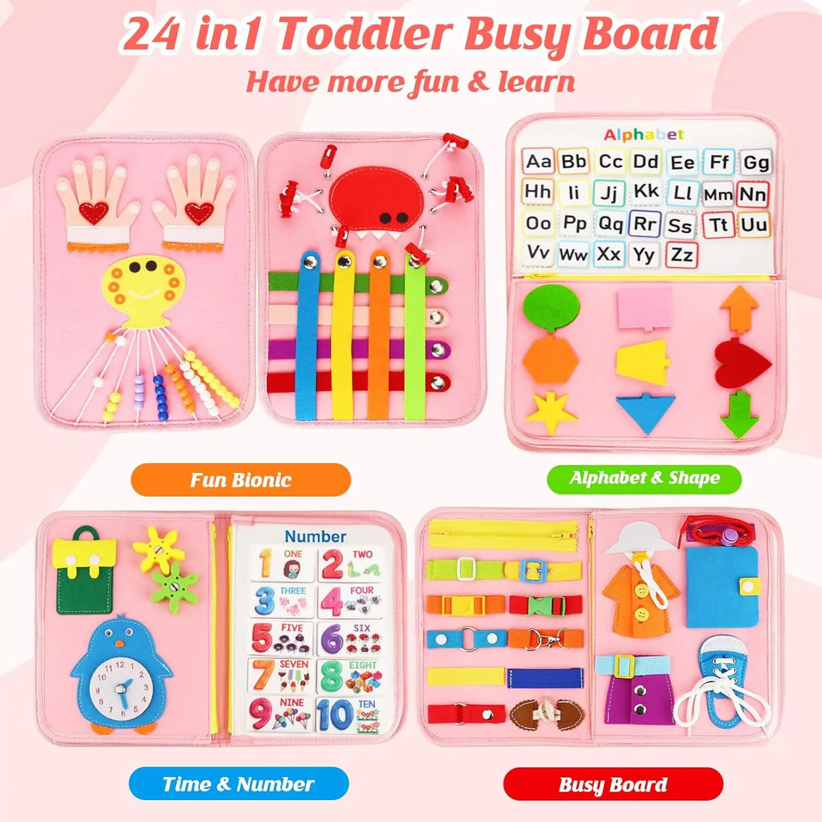 Felt Book Fine Motor Skills Learning Educational Toys Sensory Activity Board Montessori
