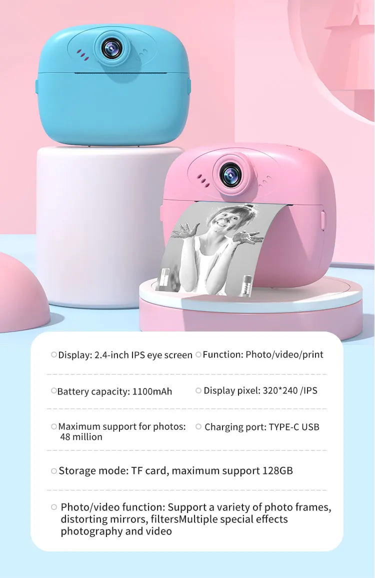 Children'S Camera with Printing Can Shoot Children'S Gift Mini Toy Camera Photos Video