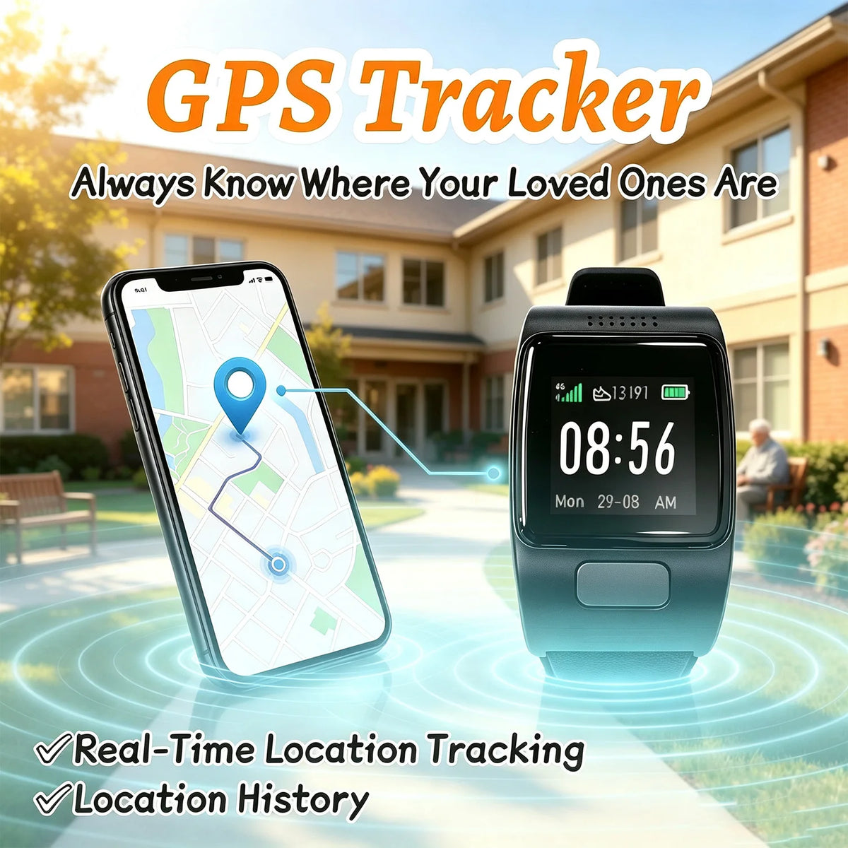 VL12S Elderly Smart Watch SOS Emergency Call GPS LBS Positioning Heart Rate Blood