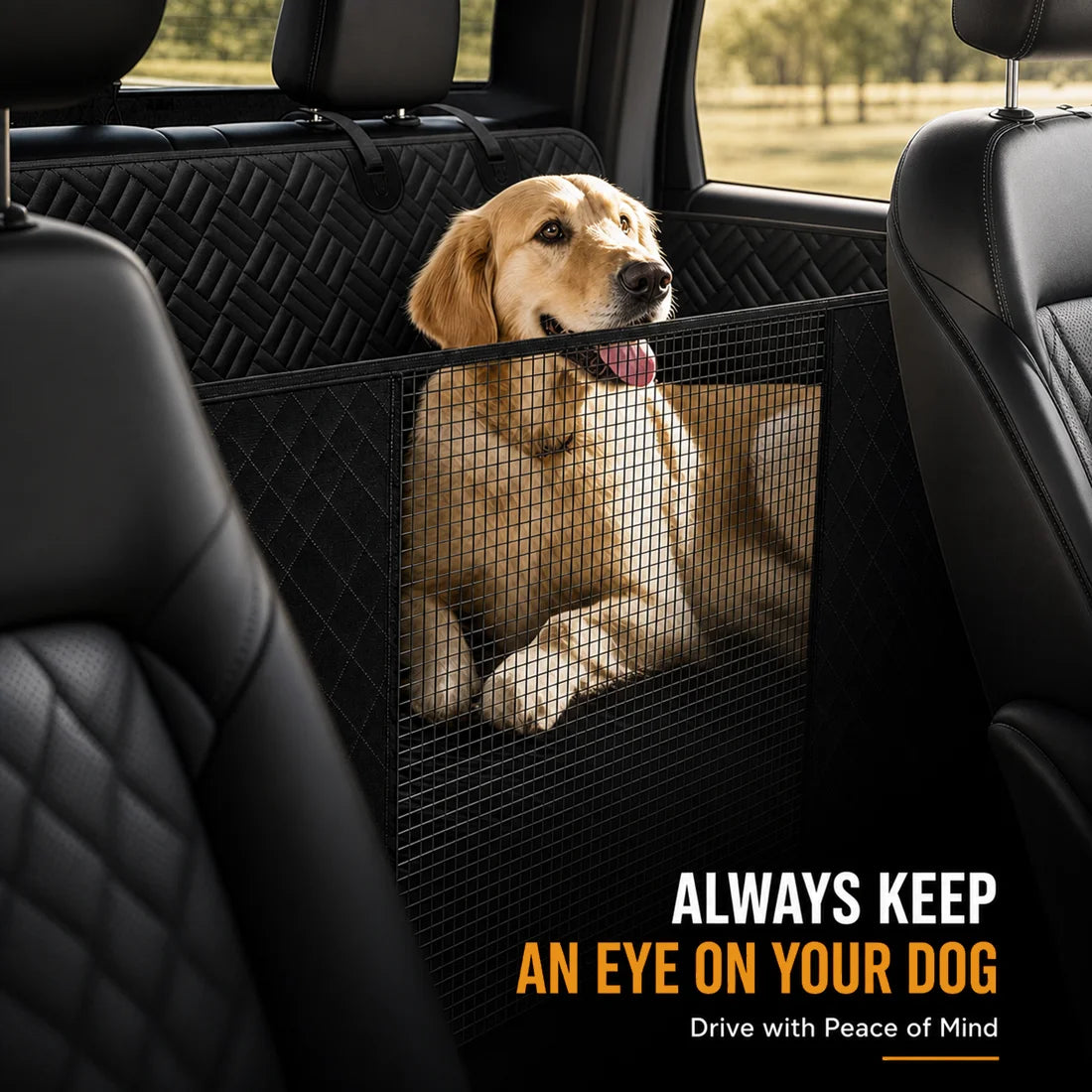 Pet Car Seat Cover Waterproof Foldable Dog Car Hammock with Mesh Window Storage Pocket