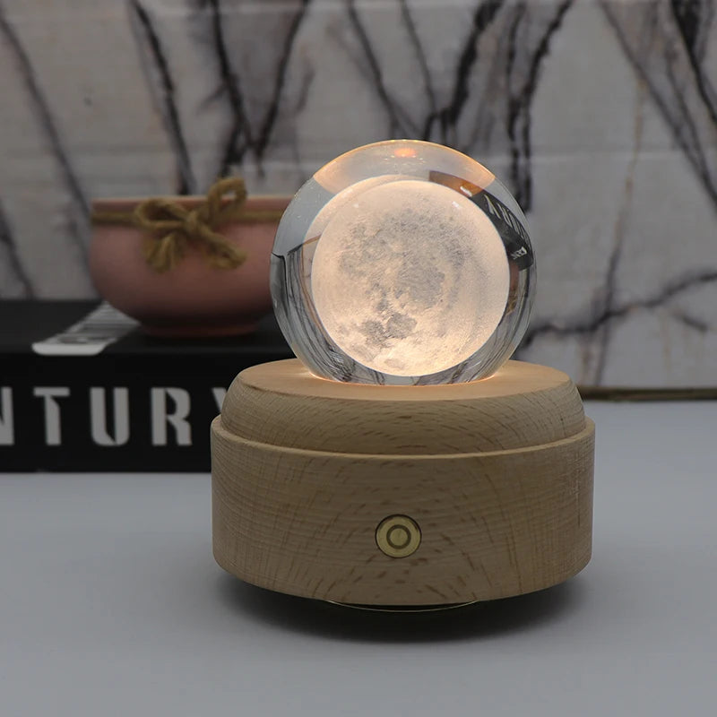 Creative Electronic Gift Lamp Decoration 3D Crystal Ball Night Light With Rotating Music