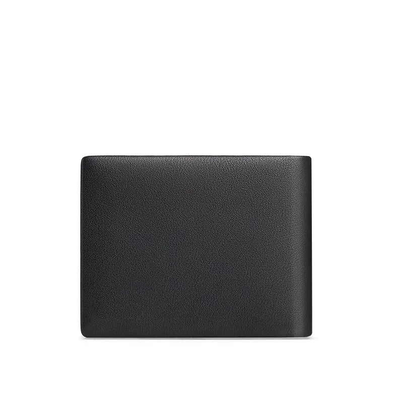 Men'S Minimalist Black Leather Wallet with Open Closure Short RFID Card Holder