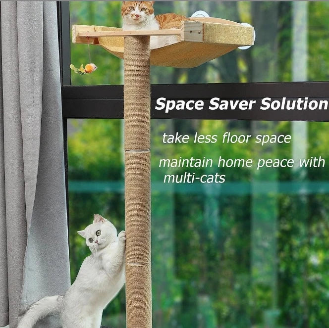 Modern Plush Wooden Cat Climbing Scratcher Inside Cat Climber Perch Hammock Cat Sleeping