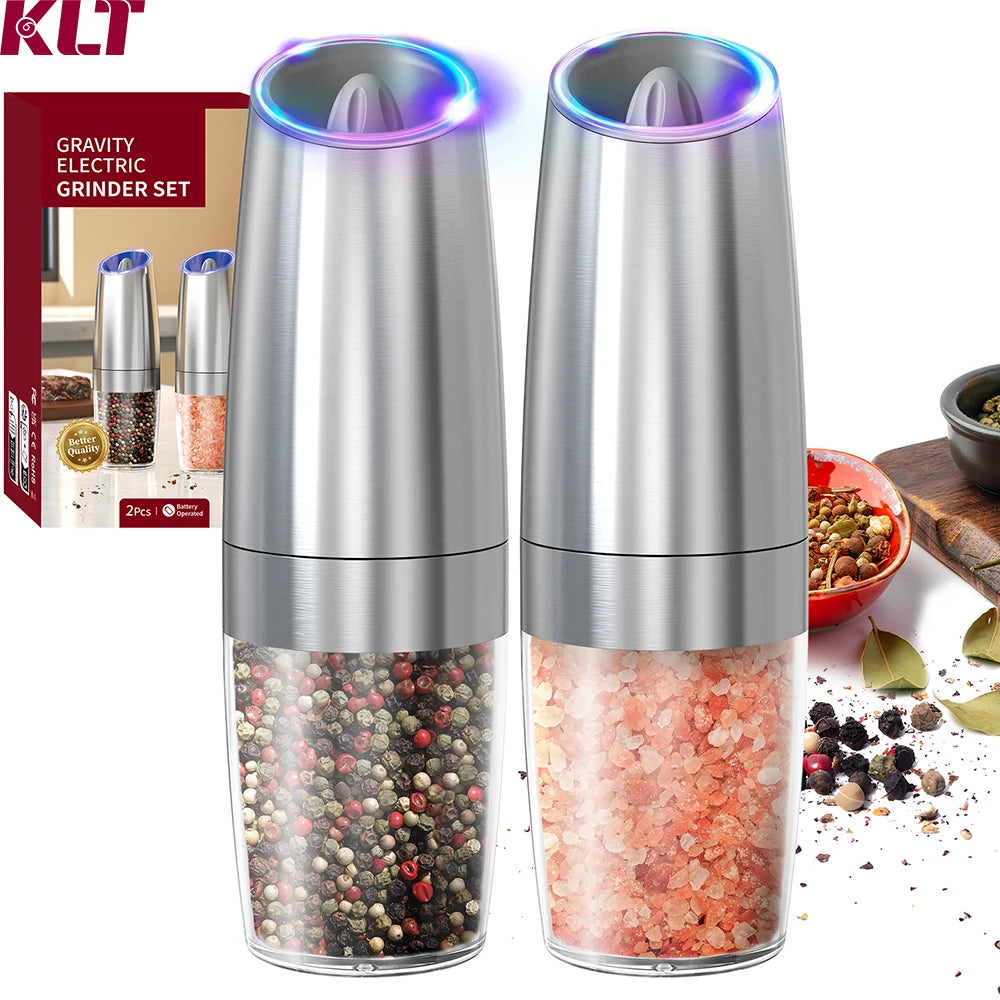 Metal Spice Mill Stainless Steel Mills Electric Salt Pepper Grinder Gravity Automatic