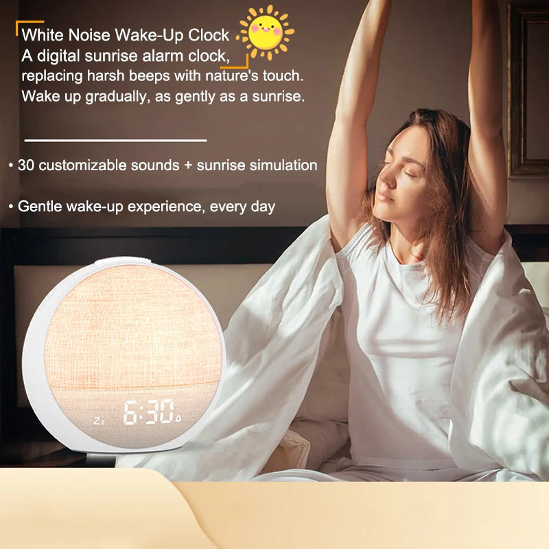 Sunrise Alarm Clock - Wake Up Light with FM Radio & Nature Sounds for a Gentle Morning