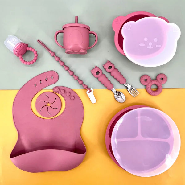 Baby Products Silicone Baby Feeding Set Food Grade BPA Free Silicone Dinnerware Baby Set