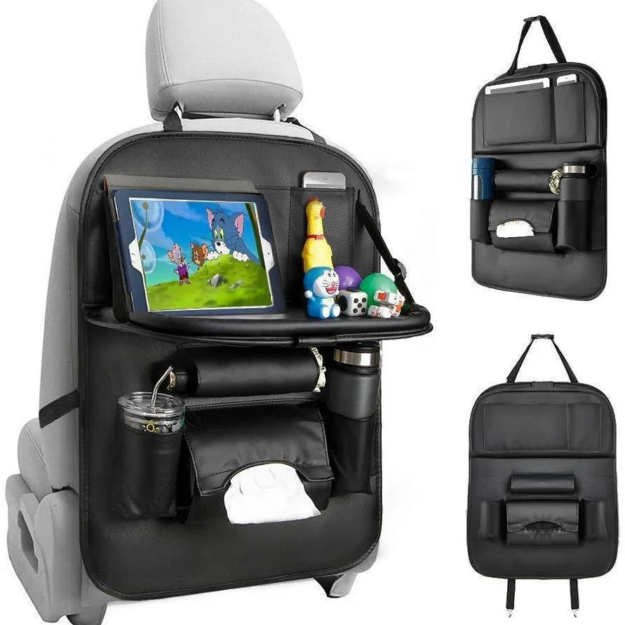 Car Backseat Organizer Touch Screen Tablet Holder 9 Storage Pockets Made Oxford Fabric PU