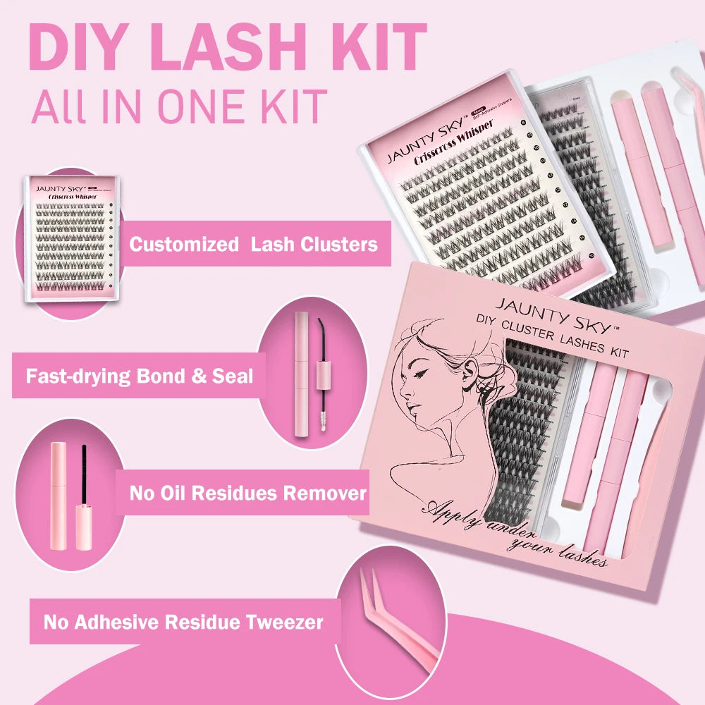 Diy Cluster Lashes Set 0.05 0.07mm Pre-Cut Eyelash Segment Lash Clusters Kit with Lash