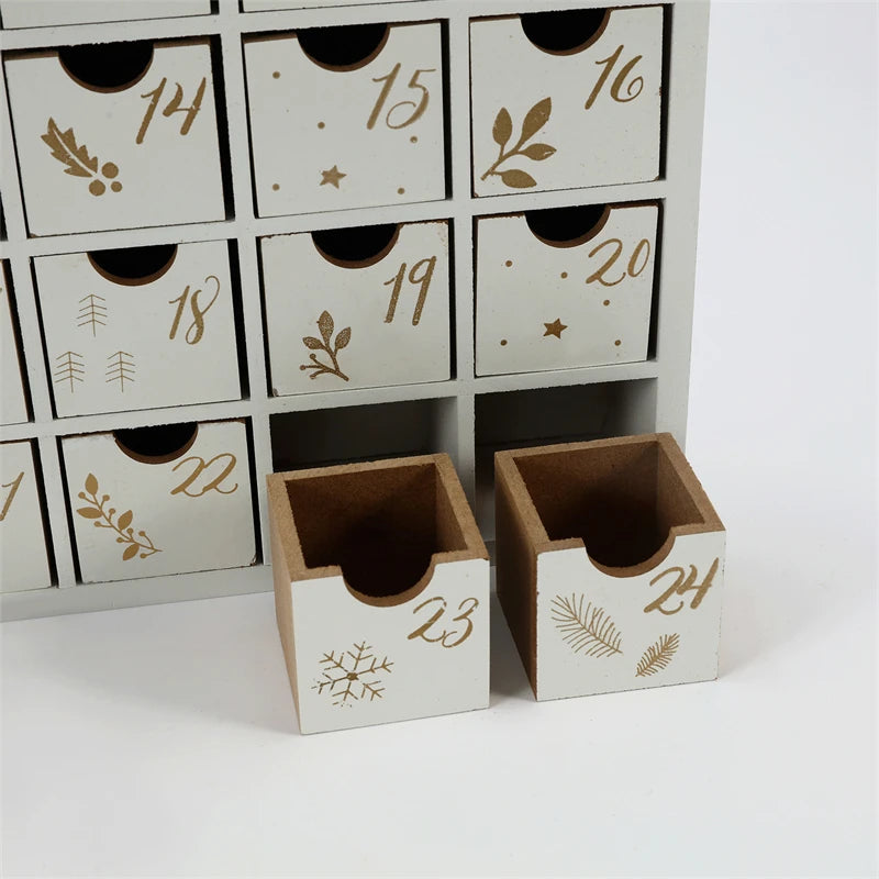 LED Light Wooden Advent Calendar 24 Days Countdown Christmas Decoration Reindeer Scene