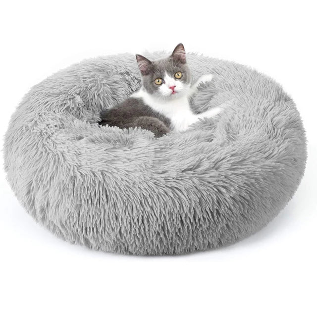 Furry Dog Bed Colorful Designs Coral Fleece Round Foam Large Fluffy Calm Donut Dog Bed