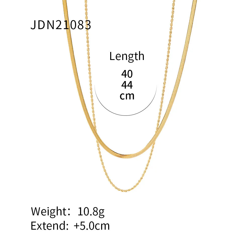 Hip Hop Link Chain 18K Gold Plated Stainless Steel Multi-Layer Twist Blade Snake Necklace