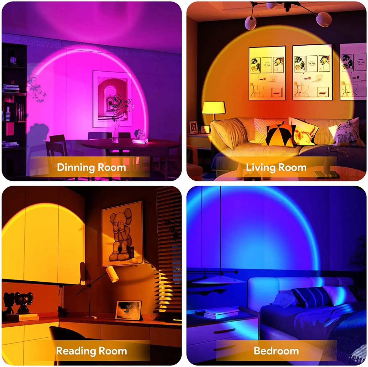 Led Rainbow Rgb Ufo Sunset Light Projection Lamp 360 Smart App Control 16 Colors Sunset