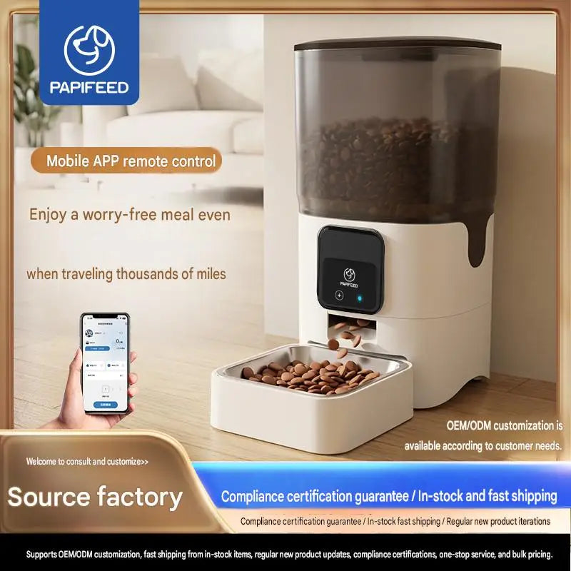 6L Automatic Cat Feeder with APP Control Auto Dry Food Dispenser with Detachable Food
