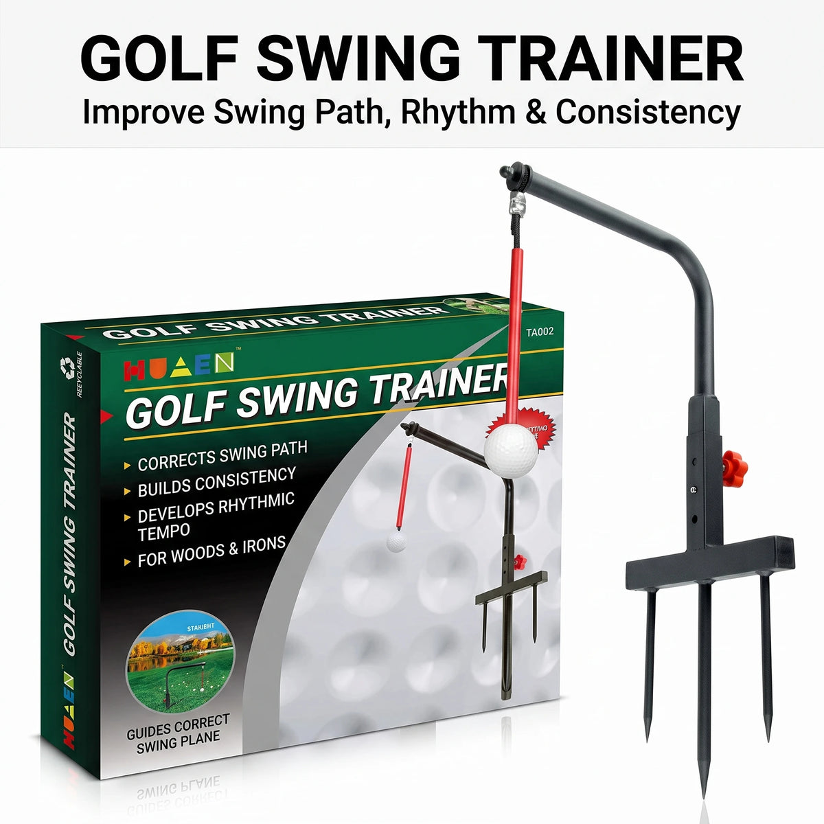 Golf Swing Trainer Rotating Iron Frame for Driving Range and Retail