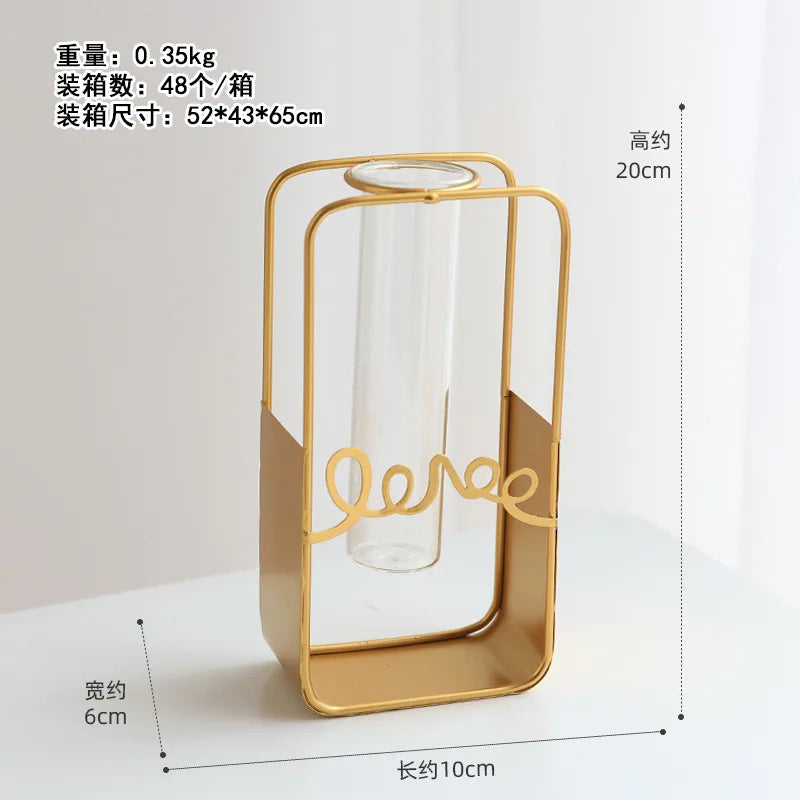 Modern Metal Plant Propagation Station Ginkgo Leaf Desktop Glass Hydroponic Planter Pots