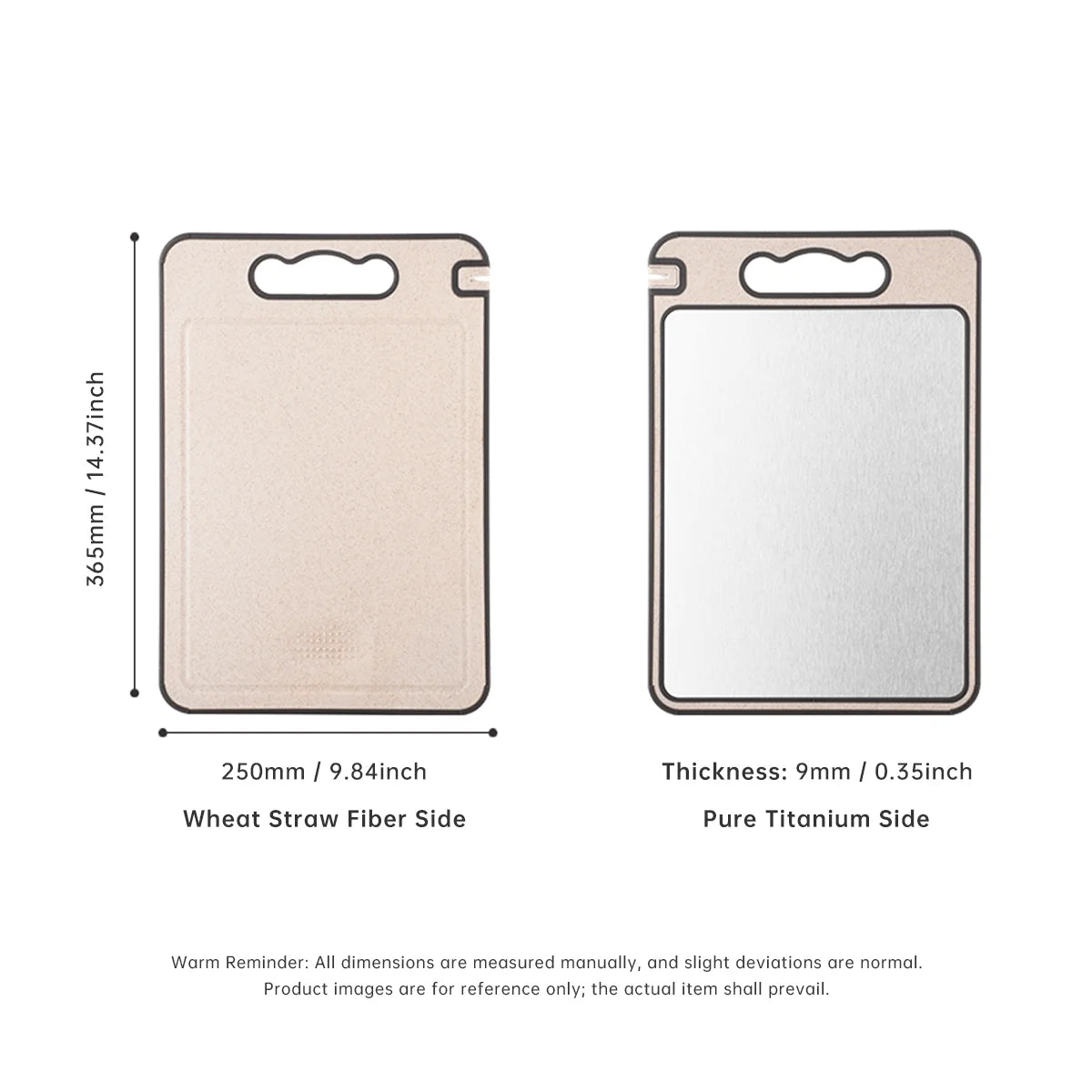 Pure Titanium Wheat Straw Fiber Cutting Board - Double-Sided Antibacterial with Built-in