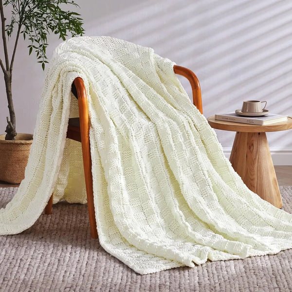 Polyester Knitted Blanket Adult No Beads Heavy 48 X 72'' Breathable Chunky Knit Cooling
