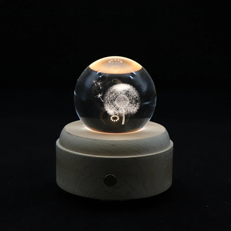 Creative Electronic Gift Lamp Decoration 3D Crystal Ball Night Light With Rotating Music