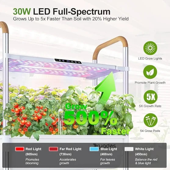 Indoor Eco-Friendly Hydroponic Growing System 54 Pods Herbs Vegetable/Fruit Kit Large