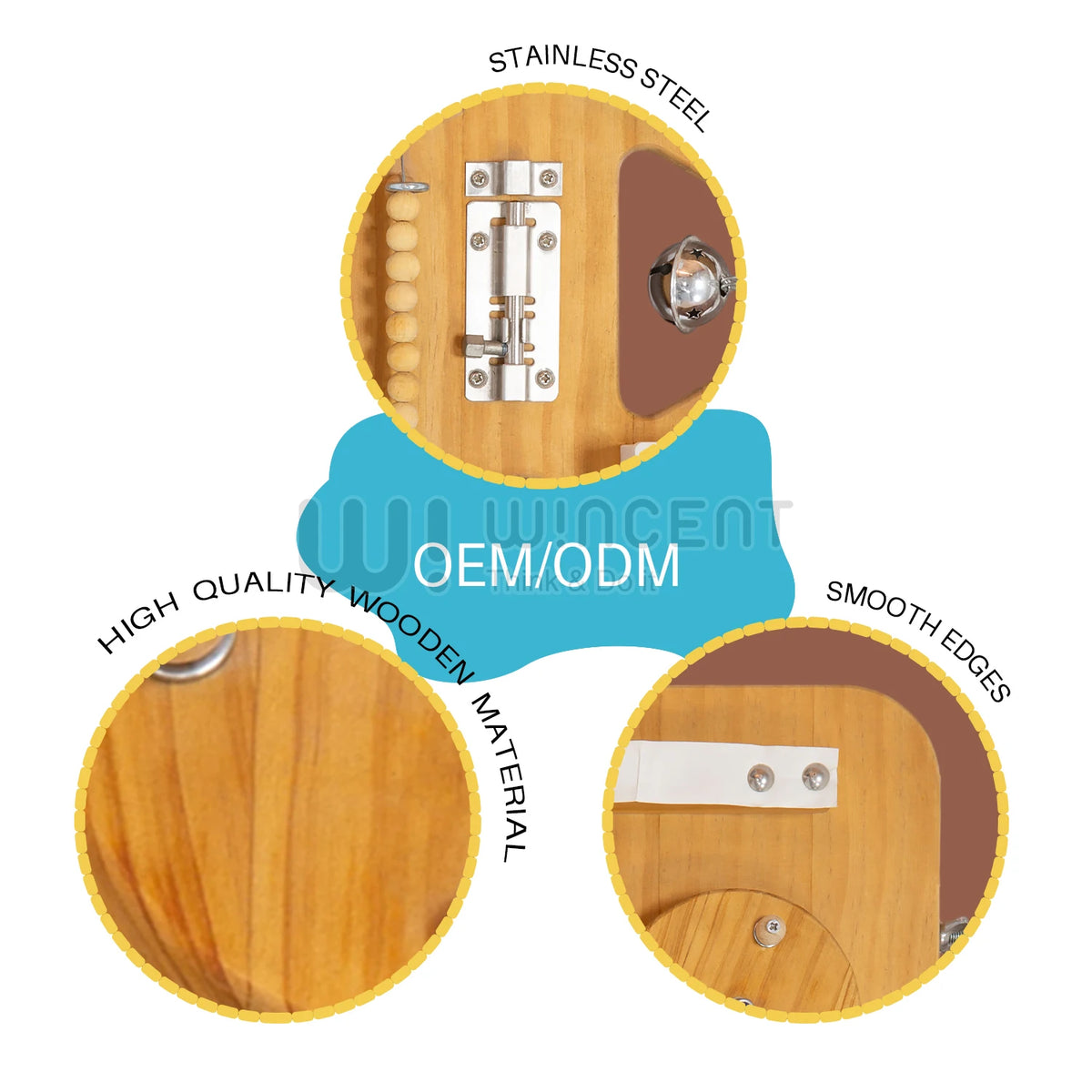 Wooden Busy Board Montessori Educational Toddler Activity Board with Locks Latches Fine