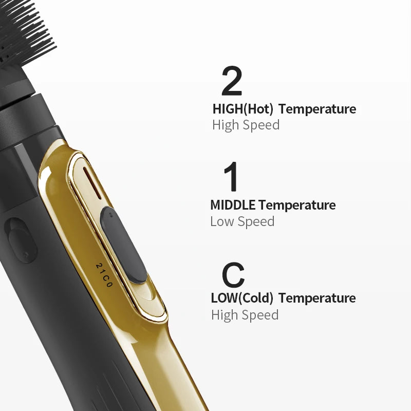 1200W Fast Heating LED Electric Hot Air Brush Styler One-Step Detangle Blow Dryer
