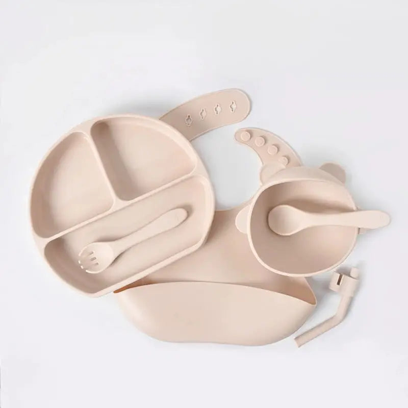BPA-Free Silicone Baby Feeding Set for Training Infant Weaning Eating Utensils