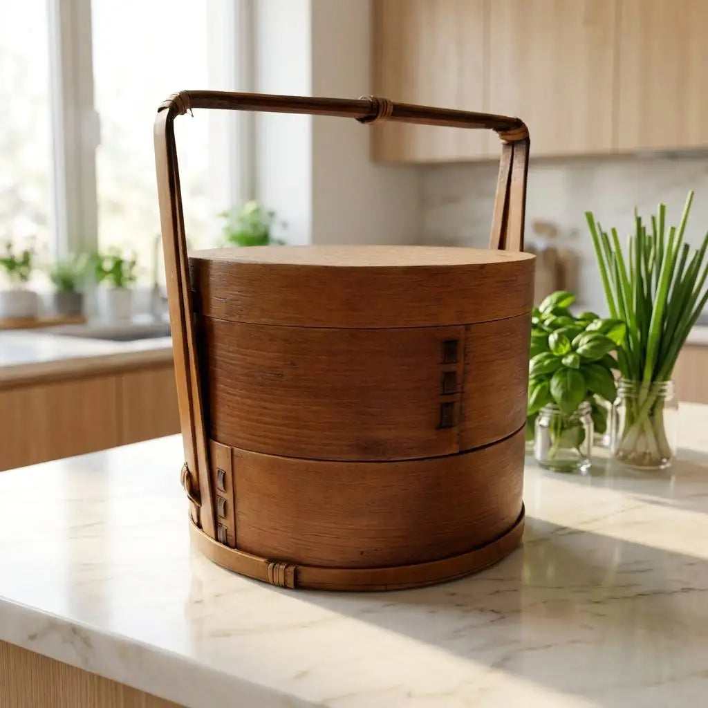 Japanese Wooden Bento Box Natural Cedar Lunch Container Stackable Handmade Traditional
