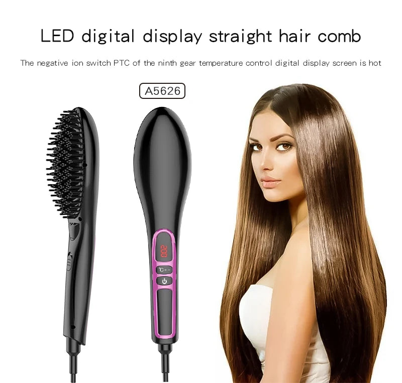 Low Price Iron Electric Magic Hair Straightener Comb Brush Professional Heating Brush