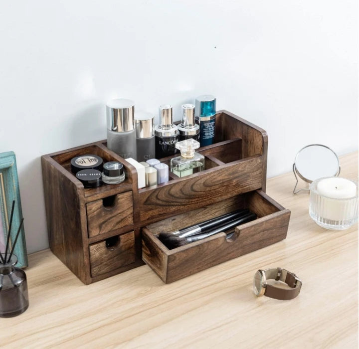 Eco Friendly Multi Purpose Wooden Office File Rack Stationery Pen Holder Drawers Table