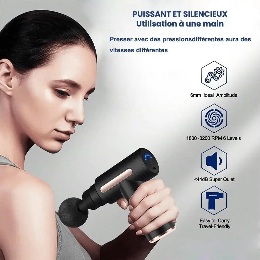 6-Speed Handheld Deep Muscle Massager with 5 Massage Tips