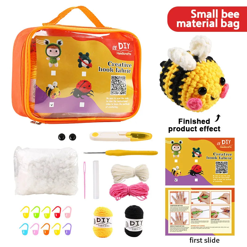 Animal Crochet Kit for Beginners DIY Amigurumi Starter Kit with Yarn Hook