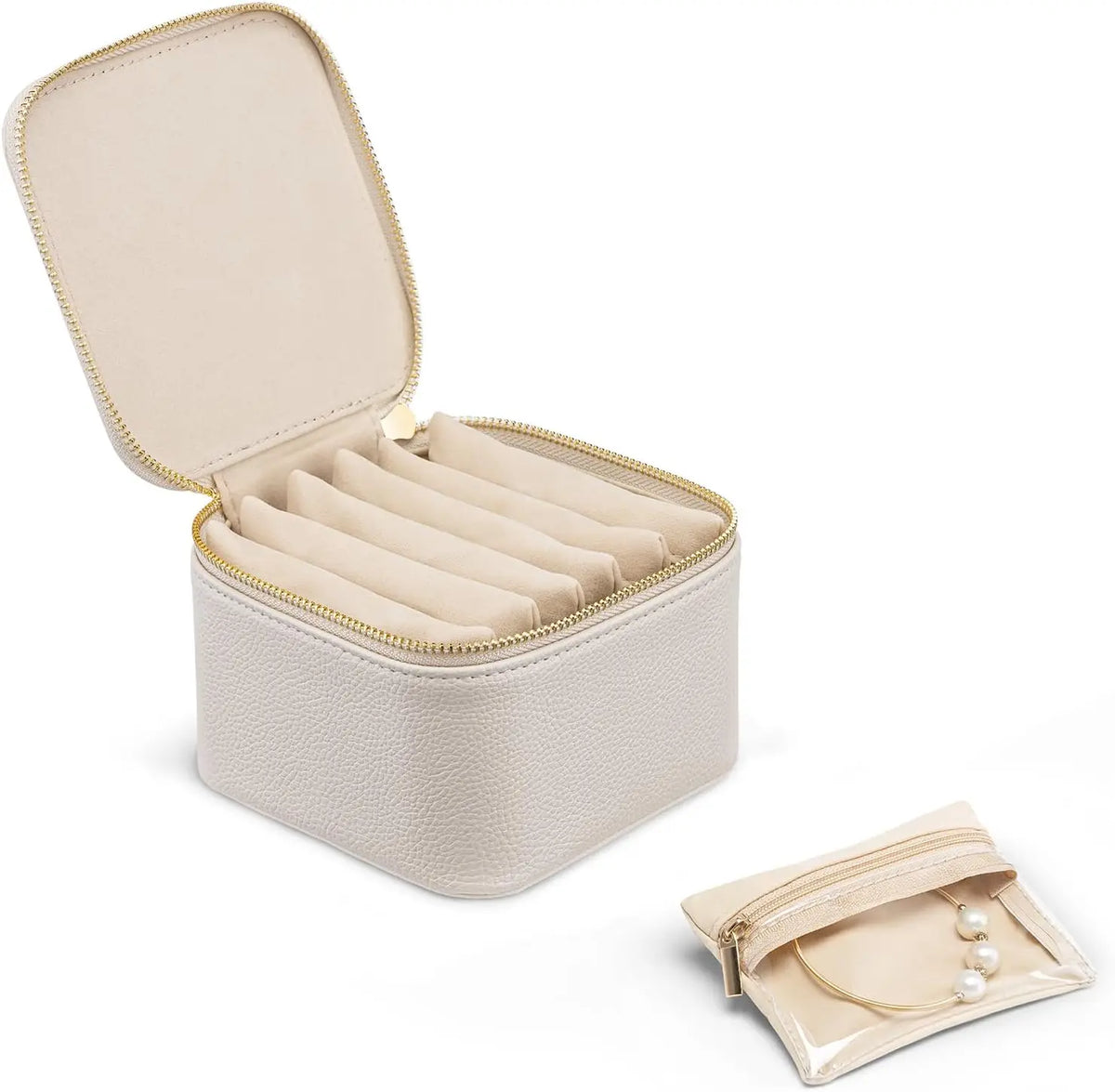 Handmade Craft Portable Travel Jewelry Organizer Box Multifunctional Square Mini Jewelry