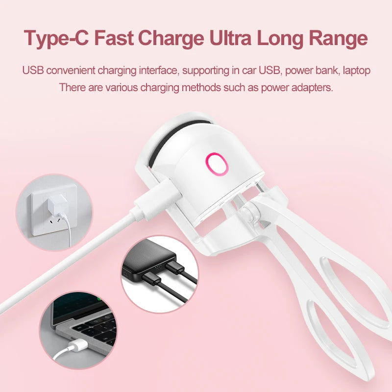Electric Eyelash Curler Fast Heating Eyelash Curler Silicone Long-Acting Natural Eye