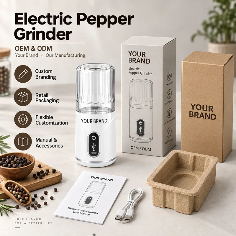 Custom Electric Pepper and Salt Grinder Set Portable Rechargeable Spice Powder Machine