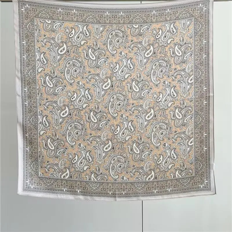 100% Mulberry Silk Animal Print Customizable 70x70cm Square Scarf for Women with Digital