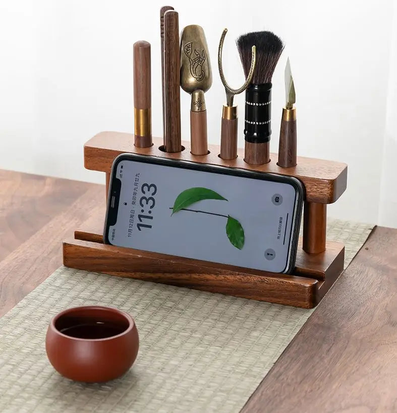 Solid Wood Painted Pen Rack Desk Organizer Multi Pen Stand Modern Fountain Pen Holder