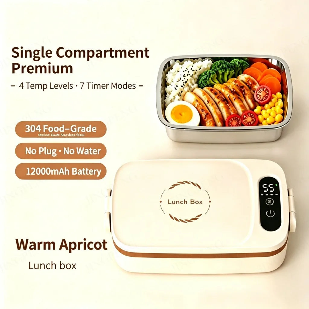 Digital Display 12000mAh USB Rechargeable Electric Lunch Box Portable Heating Bento Box