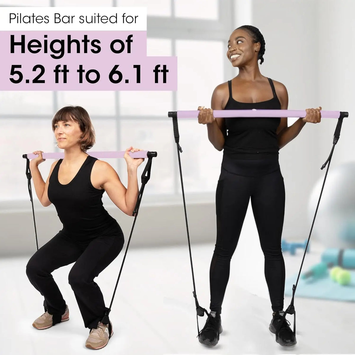 Portable Home Workout Pilates Bar Kit Includes Bar for Legs Waist Arm with 30-Day