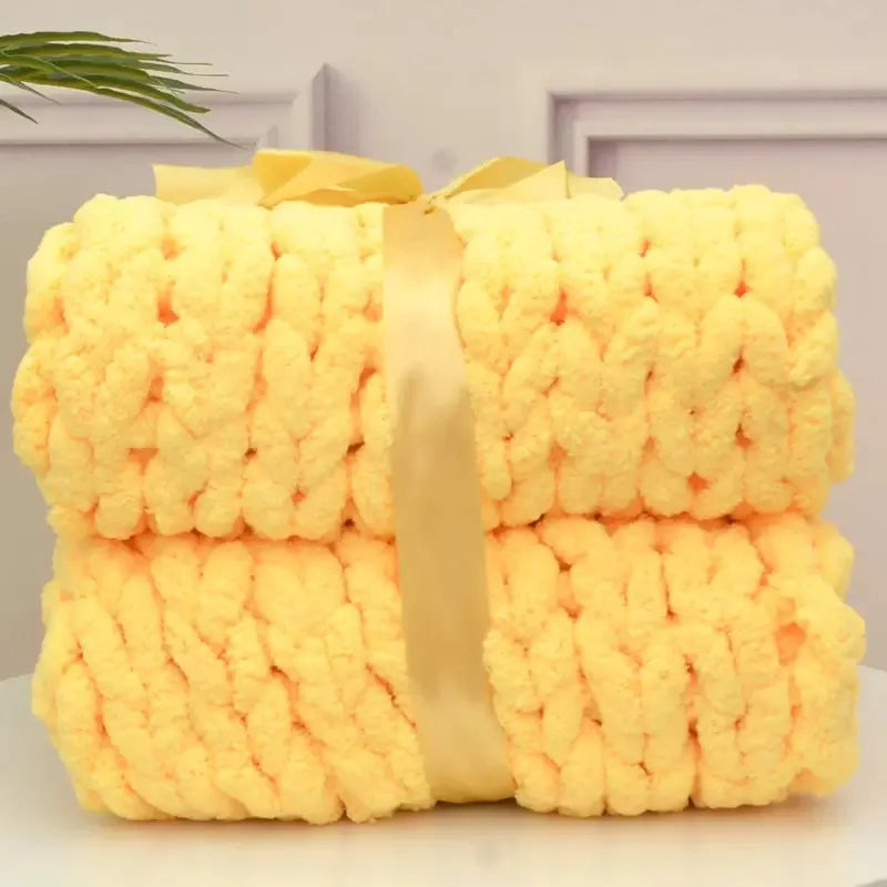 Super Soft Handmade Knit Jumbo Chenille Yarn Chunky Knit Blanket Throw