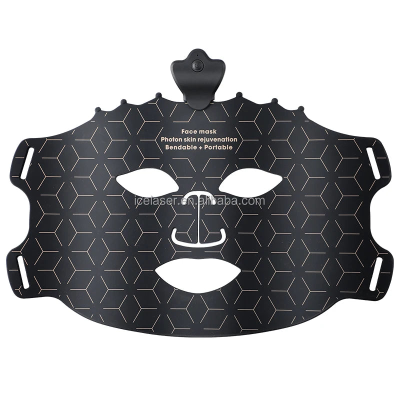LED Face Mask with 7 Light Colors Including Red and Infrared, Black