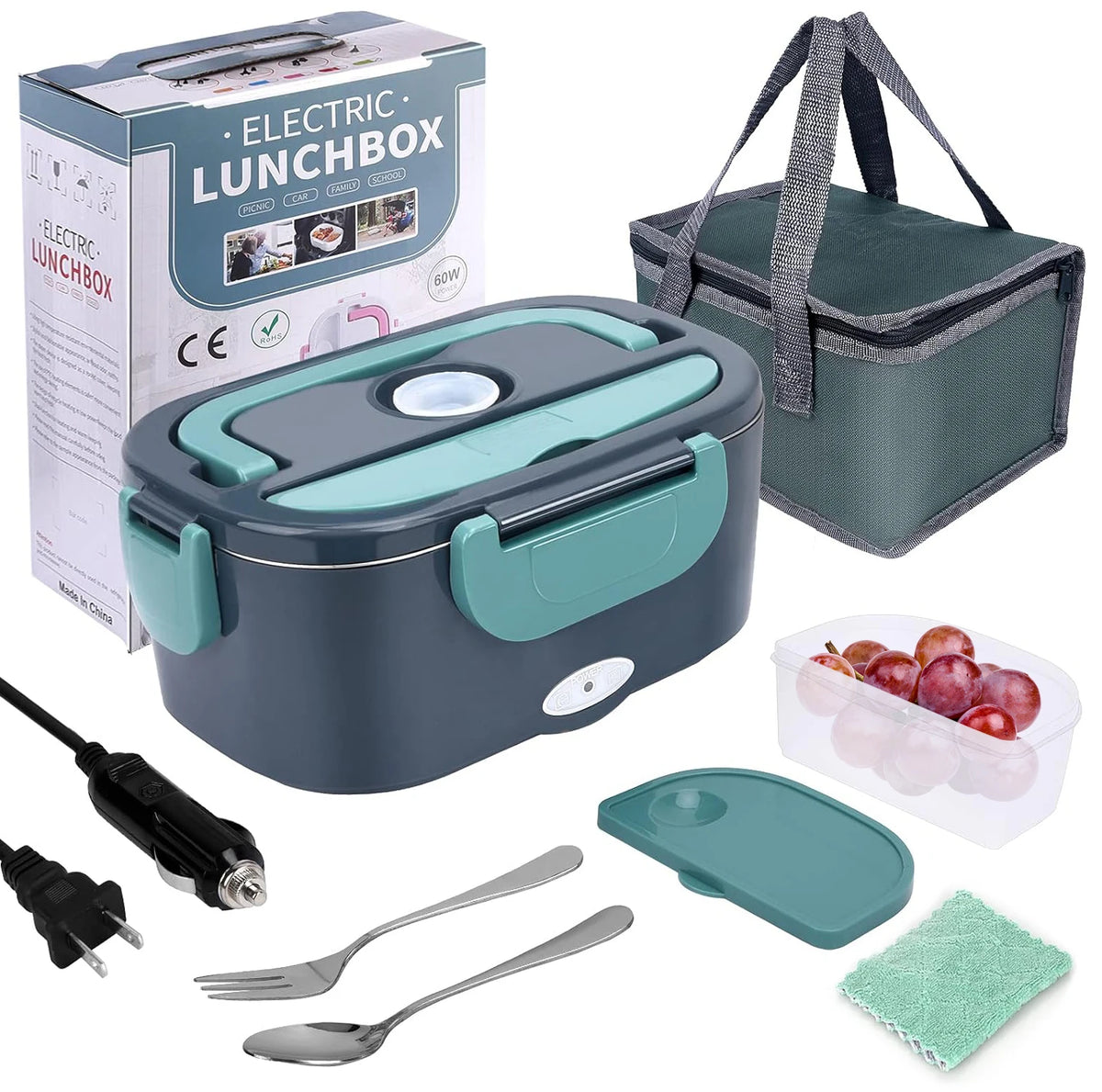 Electric Lunch Box Food Warmer Portable Food Heater for Car & Home Leak Proof Stainless