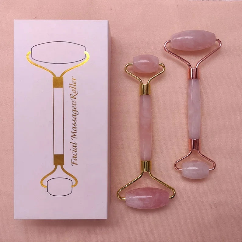 2 in 1 Natural Green Xiuyan Stone Anting Aging Face Massage Jade Roller Gua Sha Set